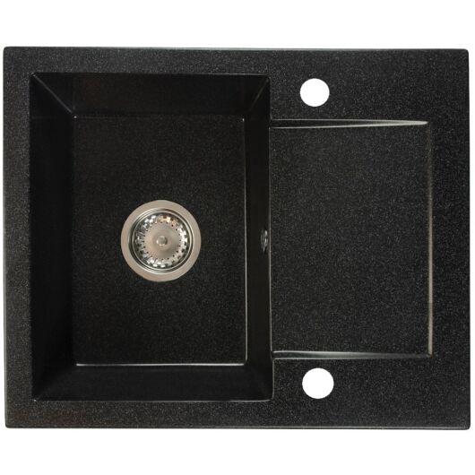 DONZO egymedencés gránit mosogató automata dugóemelő, szifonnal, fekete-szemcsés