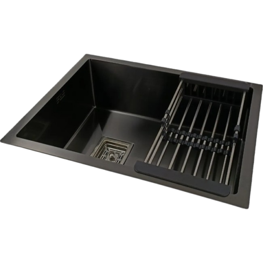 BRADO OLAF többfunkciós rozsdamentes acél mosogató fekete-antracit színben