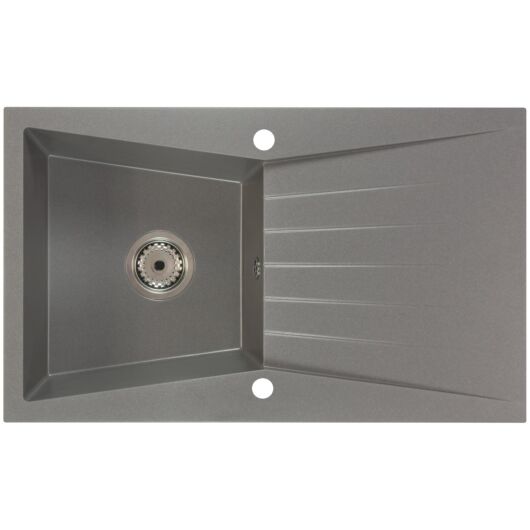 RUBIN egymedencés gránit mosogató csepptálcával, automata dugóemelő, szifonkészlet, szürke