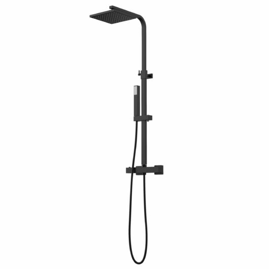Cube termosztatikus esőztető zuhanyszett szögletes zuhanyfejjel fekete