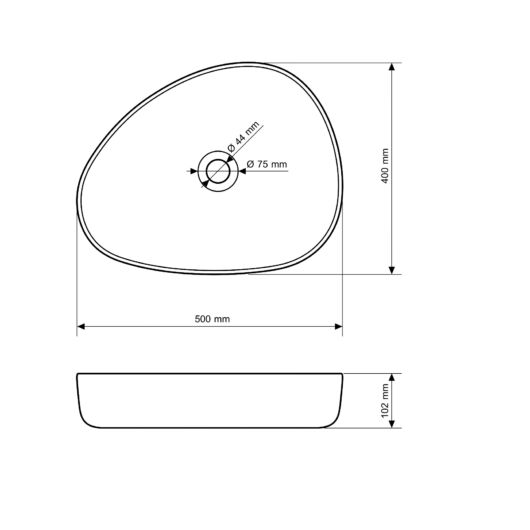Gamma Bianco mosdókagyló, aszimmetrikus ovális