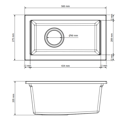 Gamm Decor 2850 gránit mosogató, szifonnal, fehér