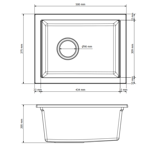 Gamma Decor 3850 gránit mosogató, szifonnal, fehér