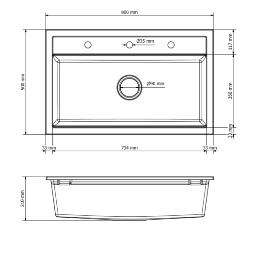 Gamma Advance 8050 egymedencés gránit mosogató, szifonnal, fekete-szemcsés