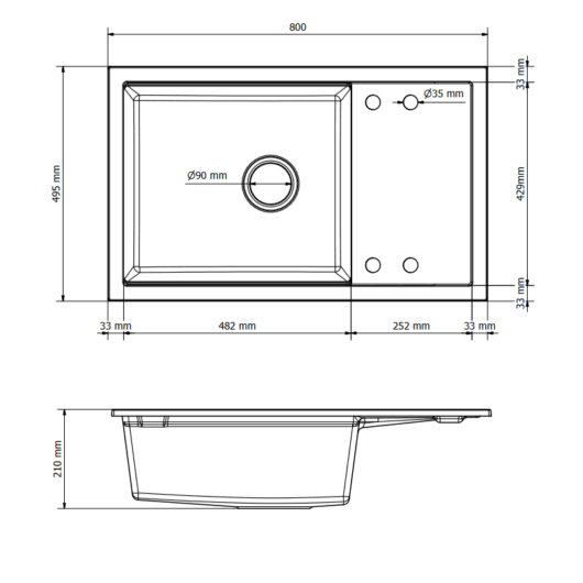 Advance Plus 80 csepegtetőtálcás egymedencés gránit mosogató