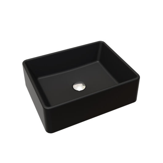 KLARA pultra építhető gránit mosdókagyló fekete színben