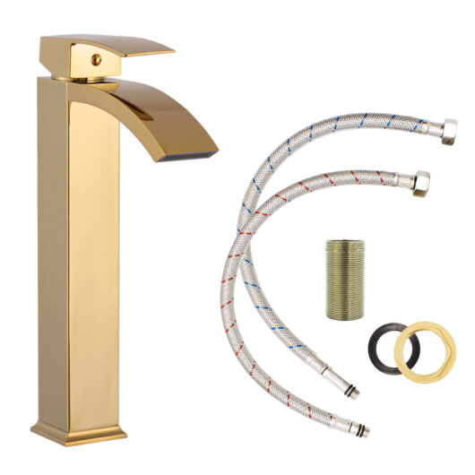 Kaskada magasított fürdőszobai mosdó csaptelep arany