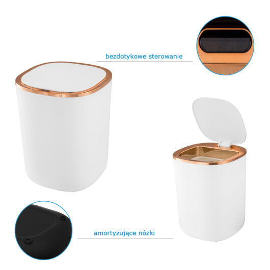 Gamma konyhai hulladéktároló, szenzoros, fehér-rose gold