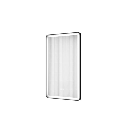 Lustro kerekített téglalap alakú fürdőszobai led tükör, fekete, 60x100 cm