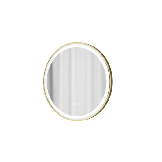 Lustro kerek fürdőszobai led tükör, szálcsiszolt arany, 80x80 cm