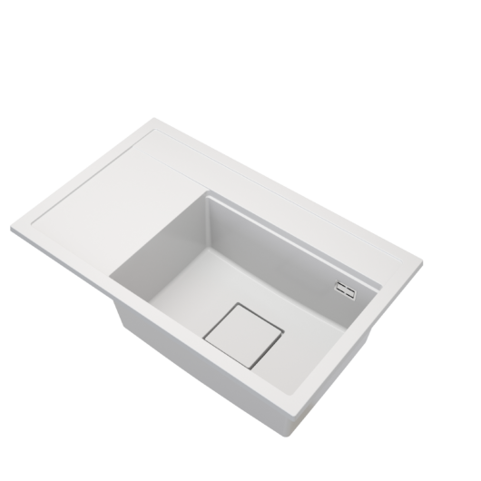 Gamma Quadro 8151 jobbos gránit mosogató, szifonnal, fehér színben