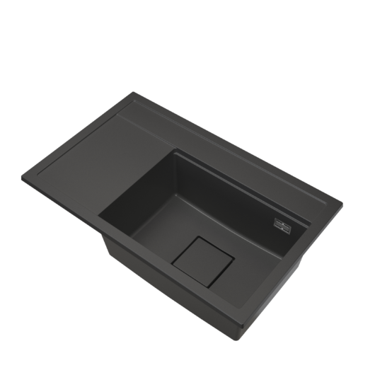 Gamma Quadro 8151 jobbos gránit mosogató, szifonnal, fekete színben