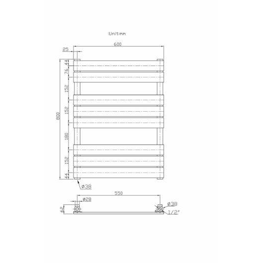 Design classic törölközőszárító radiátor 60cm x 80cm, fehér