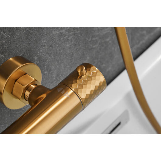 ROY PRO termosztatikus fali zuhany csaptelep, szálcsiszolt arany, beépíthető