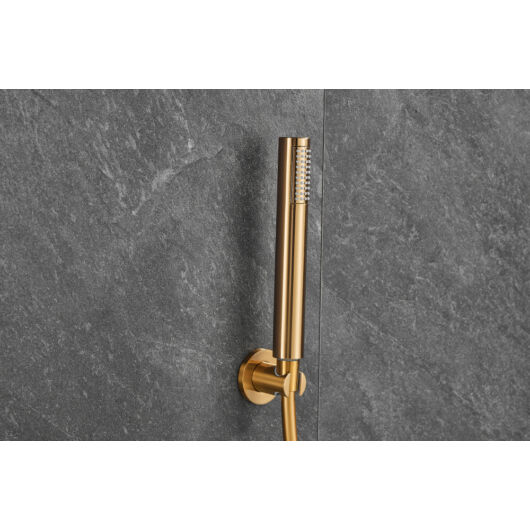 ROY PRO termosztatikus fali zuhany csaptelep, szálcsiszolt arany, beépíthető