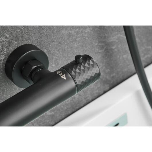 ROY PRO termosztatikus fali zuhany csaptelep, matt fekete