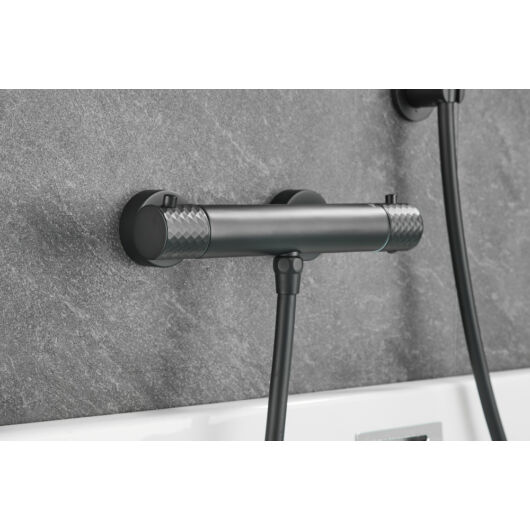 ROY PRO termosztatikus fali zuhany csaptelep, matt fekete