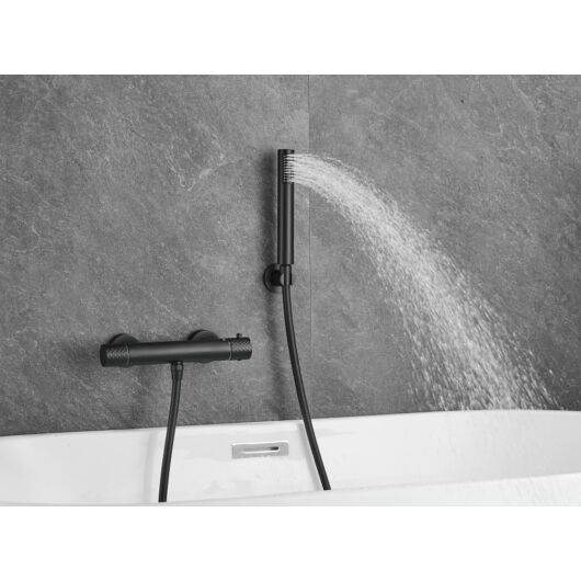 ROY PRO termosztatikus fali zuhany csaptelep, matt fekete