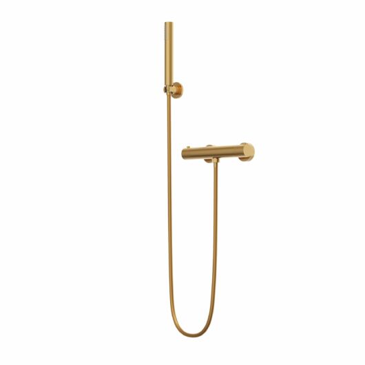 ROY PRO termosztatikus fali zuhany csaptelep, szálcsiszolt arany, beépíthető
