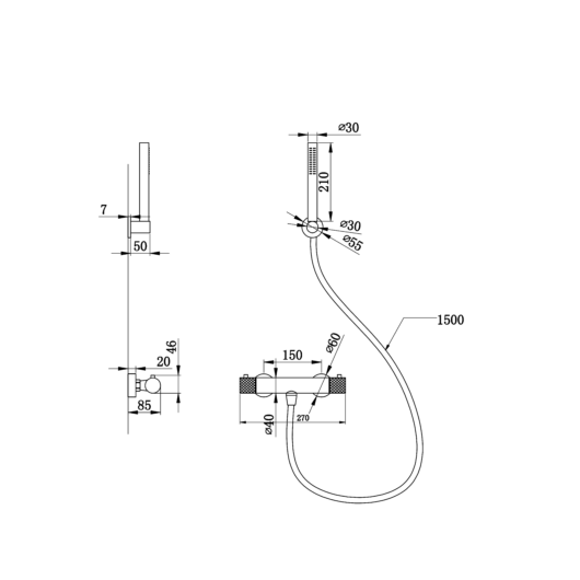 ROY PRO termosztatikus fali zuhany csaptelep, króm