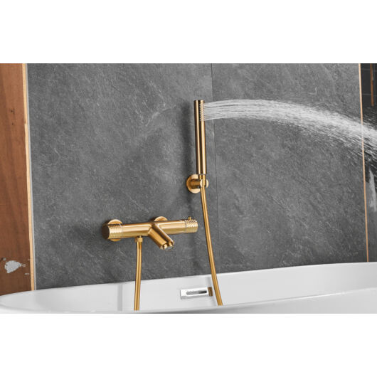 ROY PRO termosztatikus fali, kádtöltő csaptelep szálcsiszolt arany