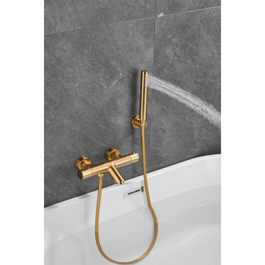 ROY PRO termosztatikus fali, kádtöltő csaptelep szálcsiszolt arany