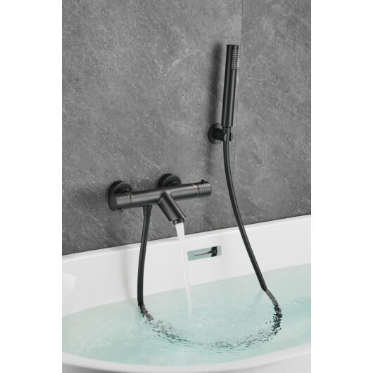 ROY PRO termosztatikus fali, kádtöltő csaptelep fekete