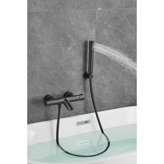 ROY PRO termosztatikus fali, kádtöltő csaptelep fekete