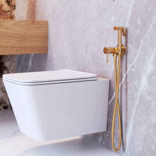 ROY PRO fali bidé csaptelep, bidé zuhany szálcsiszolt arany, beépíthető