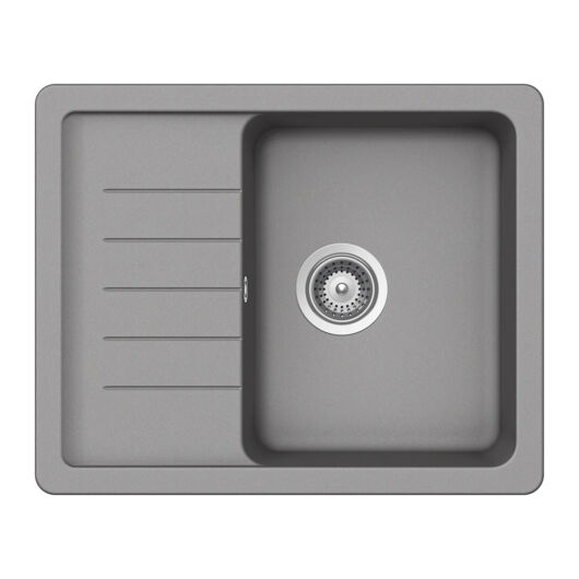 Schock Pinedo D-100XS konyhai mosogatótálca 620 x 500 mm Cristalite Croma, szürke és Schock Prima konyhai csaptelep rozsdamentes acél, beépíthető