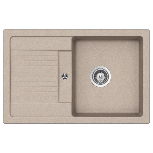 Schock Lima D-100S konyhai mosogatótálca 780 x 500 mm Cristalite Sabbia, homok és Schock Prima konyhai csaptelep rozsdamentes acél, beépíthető