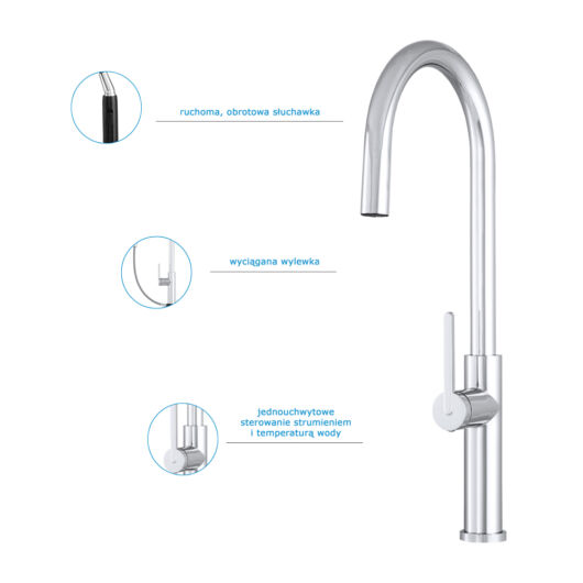 Slender konyhai csaptelep króm