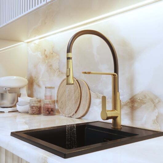 Vegas konyhai csaptelep szálcsiszolt arany