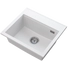 Kép 1/2 - Modern 55 egymedencés gránit mosogató automata dugóemelő, szifonnal, fehér