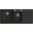 Kép 1/4 - A-POINT 180 kétmedencés csepegtetőtálcás gránit mosogató automata dugóemelő, szifonnal, fekete-szemcsés fényes, balos