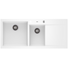 Kép 1/3 - A-POINT 180 kétmedencés csepegtetőtálcás gránit mosogató automata dugóemelő, szifonnal, fehér, balos