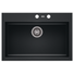 Kép 1/4 - A-POINT 60 egymedencés gránit mosogató automata dugóemelő, szifonnal, fekete-szemcsés fényes