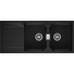 Kép 1/4 - KRONOS 200 kétmedencés csepegtetőtálcás gránit mosogató automata dugóemelő, szifonnal, fekete-szemcsés