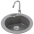 Kép 1/4 - Malibu 10 kerek gránit mosogató, szifonnal szürke