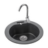 Kép 1/5 - Malibu 10 kerek gránit mosogató, szifonnal fekete-szemcsés fényes