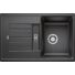 Kép 1/4 - BLANCO ZIA 45S Silgranit egymedencés csepegtetőtálcás gránit mosogató, szifonnal, fekete-szemcsés