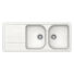 Kép 1/4 - SCHOCK Formhaus D-200 Cristalite Alpina kétmedencés csepegtetőtálcás gránit mosogató, szifonnal, fehér