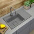 Kép 2/4 - Gamma Quadro 8151 balos gránit mosogató, szifonnal, szürke színben
