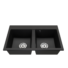 Kép 1/4 - Exclusive 20 kétmedencés gránit mosogató fali csaphoz szifonnal, fekete