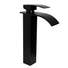 Kép 2/5 - Elva magasított fürdőszobai mosdó csaptelep vízesés alakú vízsugárral fekete