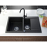 Kép 1/4 - Como gyümölcsmosós gránit mosogató automata dugóemelő, szifonnal, fekete-szemcsés