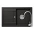 Kép 1/6 - Schock Lima D-100S konyhai mosogatótálca 780 x 500 mm Cristalite Nero, fekete és Schock Prima konyhai csaptelep rozsdamentes acél, beépíthető